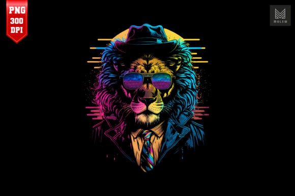 Download Synthwave Retro Gangster Lion 3 - Premium Bundle