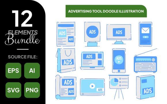 Download Advertising Tool Doodle Illustration - Illustration Collection
