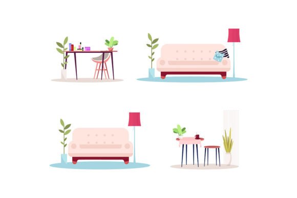 Download Home Empty Interior Svg Illustration Set - Illustration Collection
