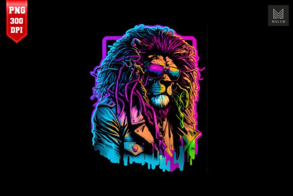 Download Synthwave Retro Gangster Lion 11 - Premium Resources