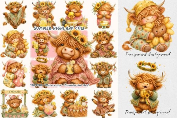 Download Summer Festival Highland Cow Watercolor - Festival Collection