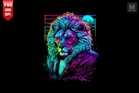 Download Synthwave Retro Gangster Lion 7 - Premium Resources