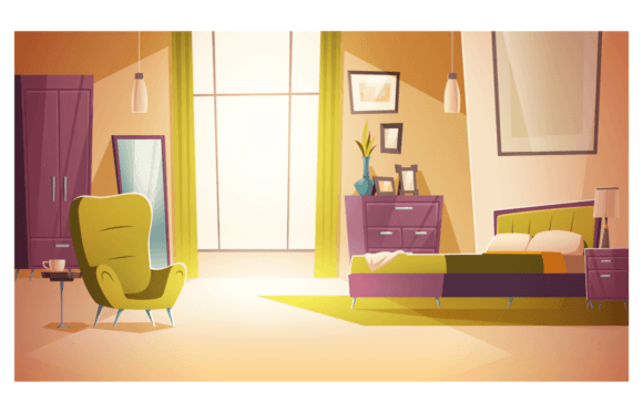 Download Bedroom Interior Cartoon Vector Illustration - Illustration Collection