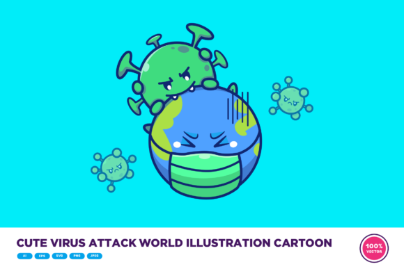 Download Cute Virus Attack World Illustration - Illustration Collection