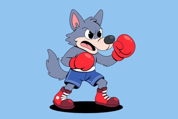 Download Cartoon Wolf Boxer Illustration - Illustration Collection