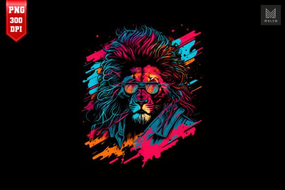 Download Synthwave Retro Gangster Lion 12 - Premium Resources