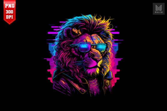 Download Synthwave Retro Gangster Lion 13 - Premium Resources